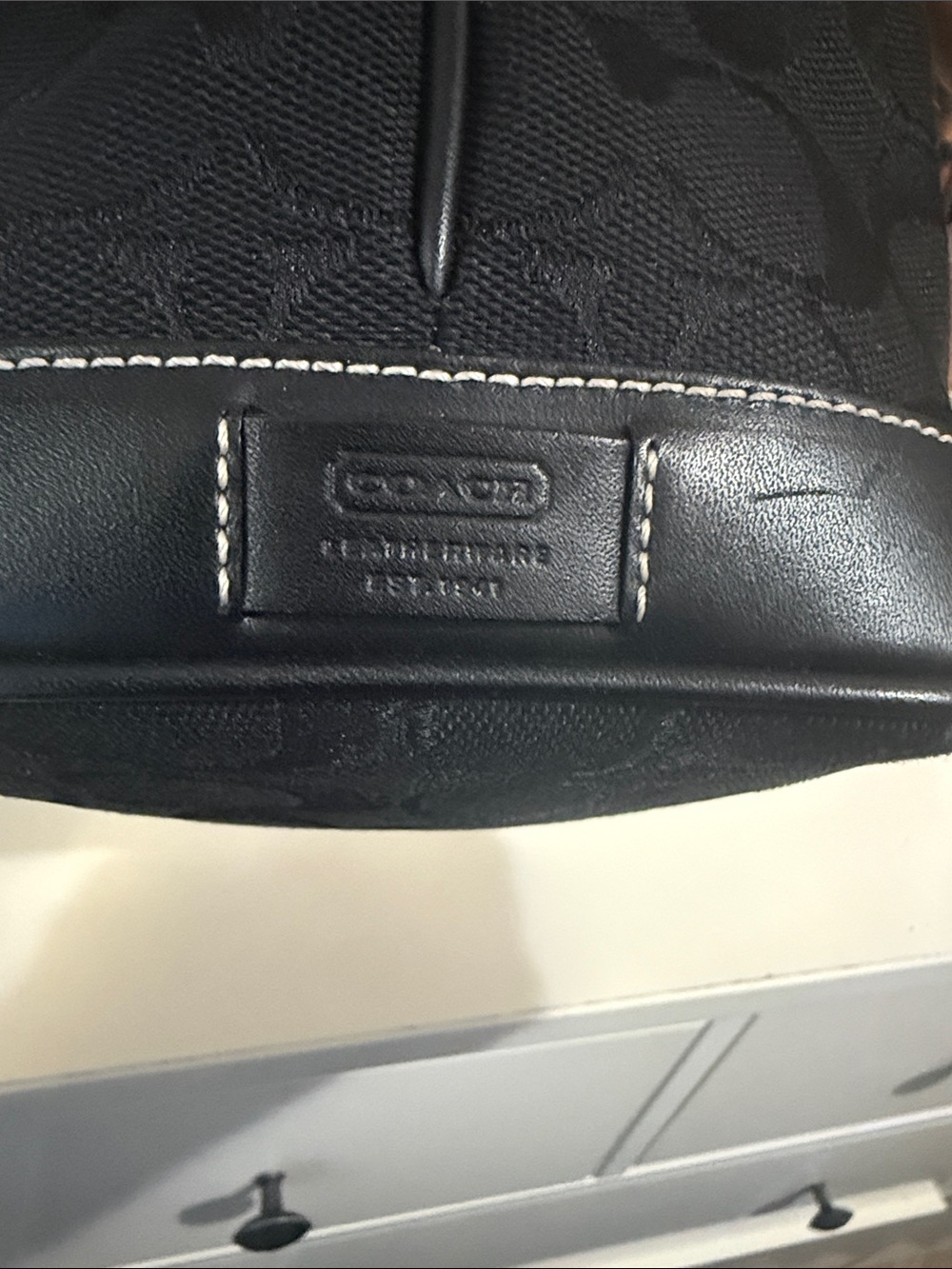 Vintage Coach Black Signature in canvas Jacquard  Bucket Bag - Picture 11 of 16